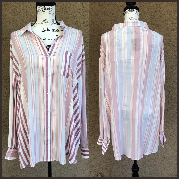 ♨️Oversized Striped Pastel Boyfriend Top - Picture 6 of 7